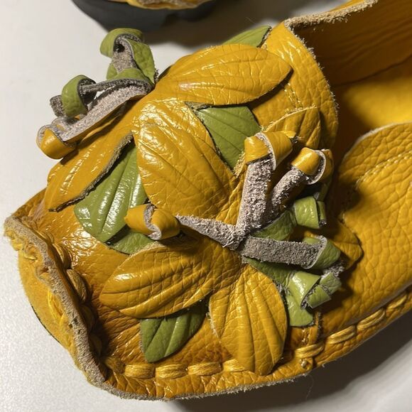 Socofy Genuine Leather Handmade Flower Loafers Sz 250 - Picture 7 of 7